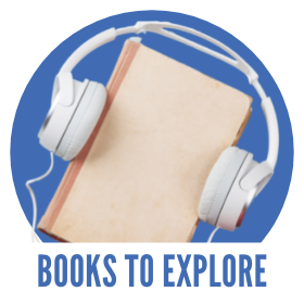 Books to Explore, image of a book with headphones