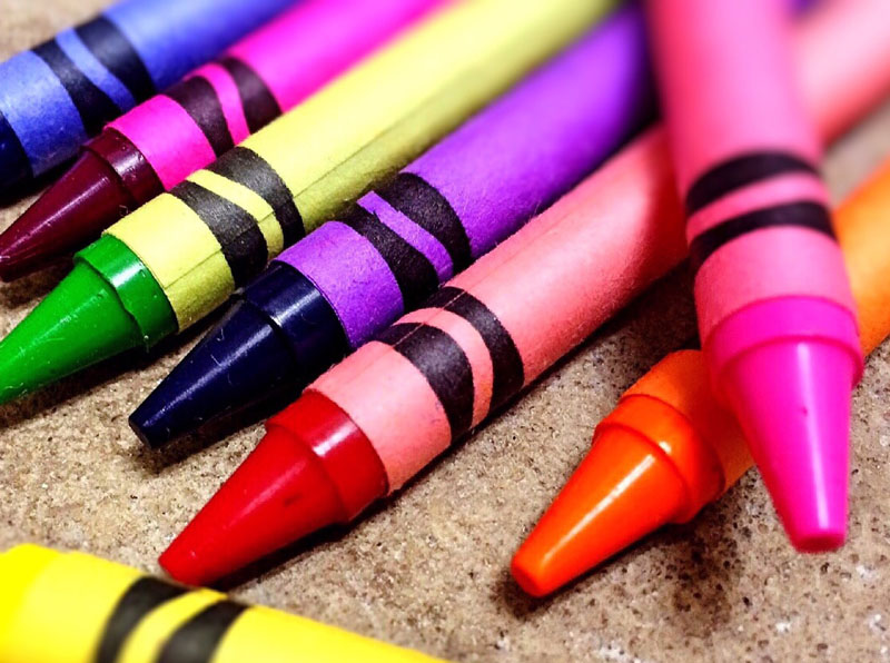 Colorful unused crayons