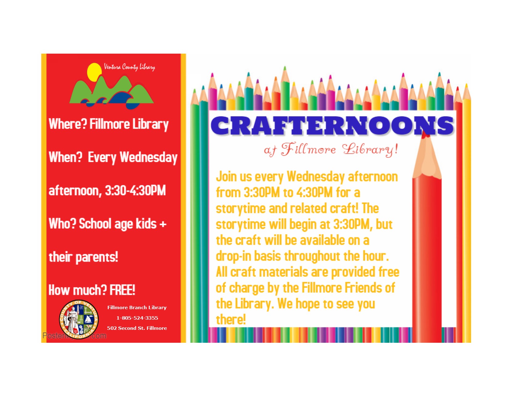 Flyer for Crafternoon at Fillmore Library