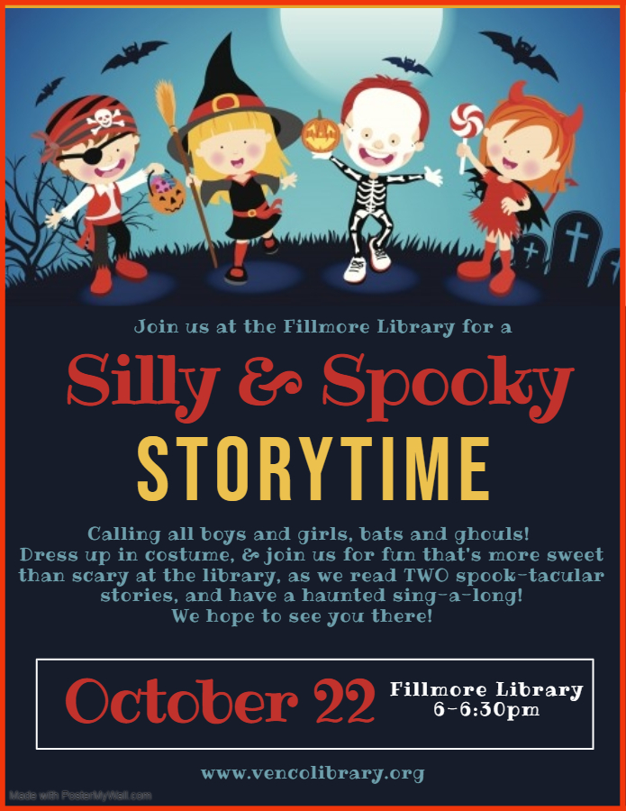 Fillmore Silly & Spooky Storytime flier. Calendar entry has text of flier.