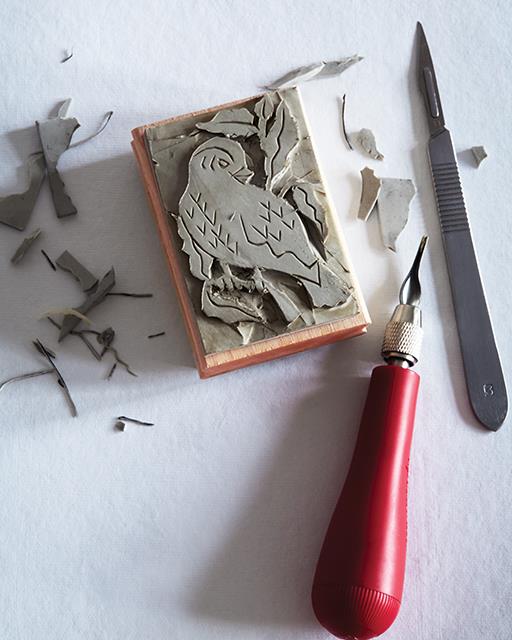 Photo of stamp carving.