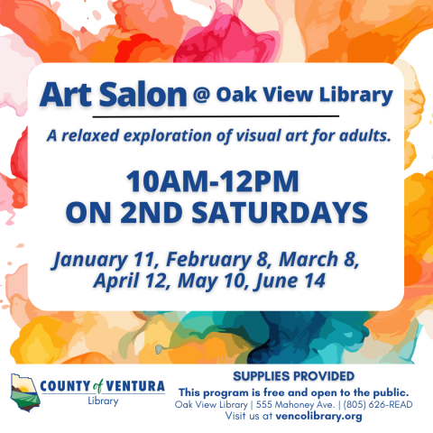 Oak View Art Salon for Adults information on watercolor background