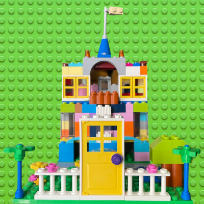 Lego plate with a Lego castle