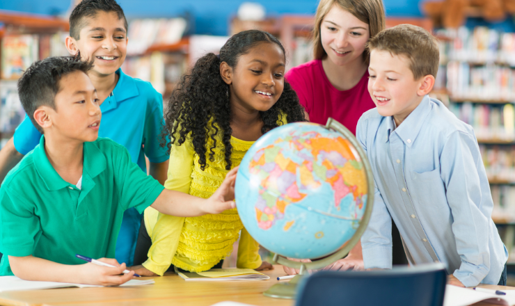 Homework Research Resources - Children using a globe