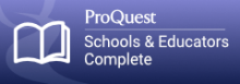 Logo  - eLibrary - ProQuest - School & Educators Complete purple block with white book outline