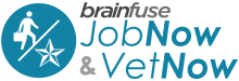 brainfuse JobNow & VetNow - person walking with a briefcase forward-slash a military award star