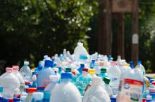 a scene of plastic bottles