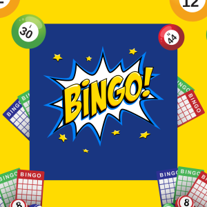 Graphic of Bingo cards and balls