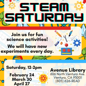 Colorful flyer with science tools.