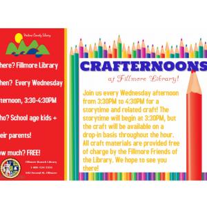 Flyer for Crafternoon at Fillmore Library