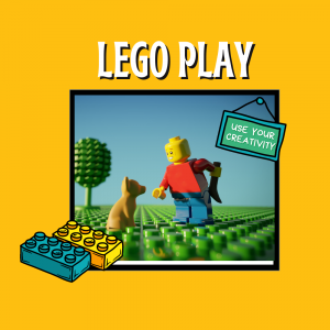 Lego Play Lego Character with Lego Dog and Blocks.  Words use your creativity.