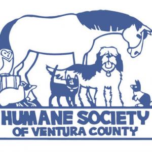 logo for the Humane Society of Ventura County. Shows a horse, dog, cat, raccoon, owl, and rabbit