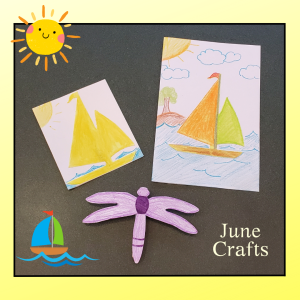 picture of greeting card craft and dragon fly craft