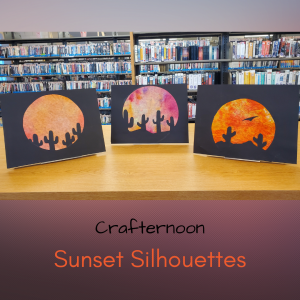 Photo of sunset silhouette craft examples on display