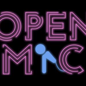 Open Mic with a graphic of a microphone