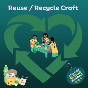 Graphic of recycle arrows symbol and recyclable items
