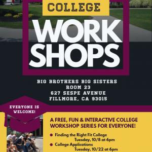 Fillmore College workshop flier.