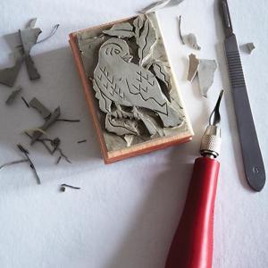 Photo of stamp carving.