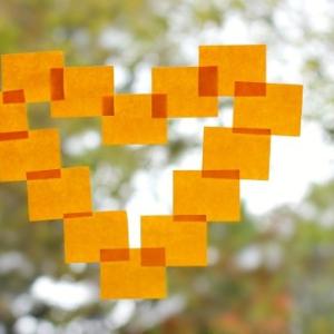 Post it notes arranged in heart shape