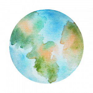 a watercolor Earth on a black background